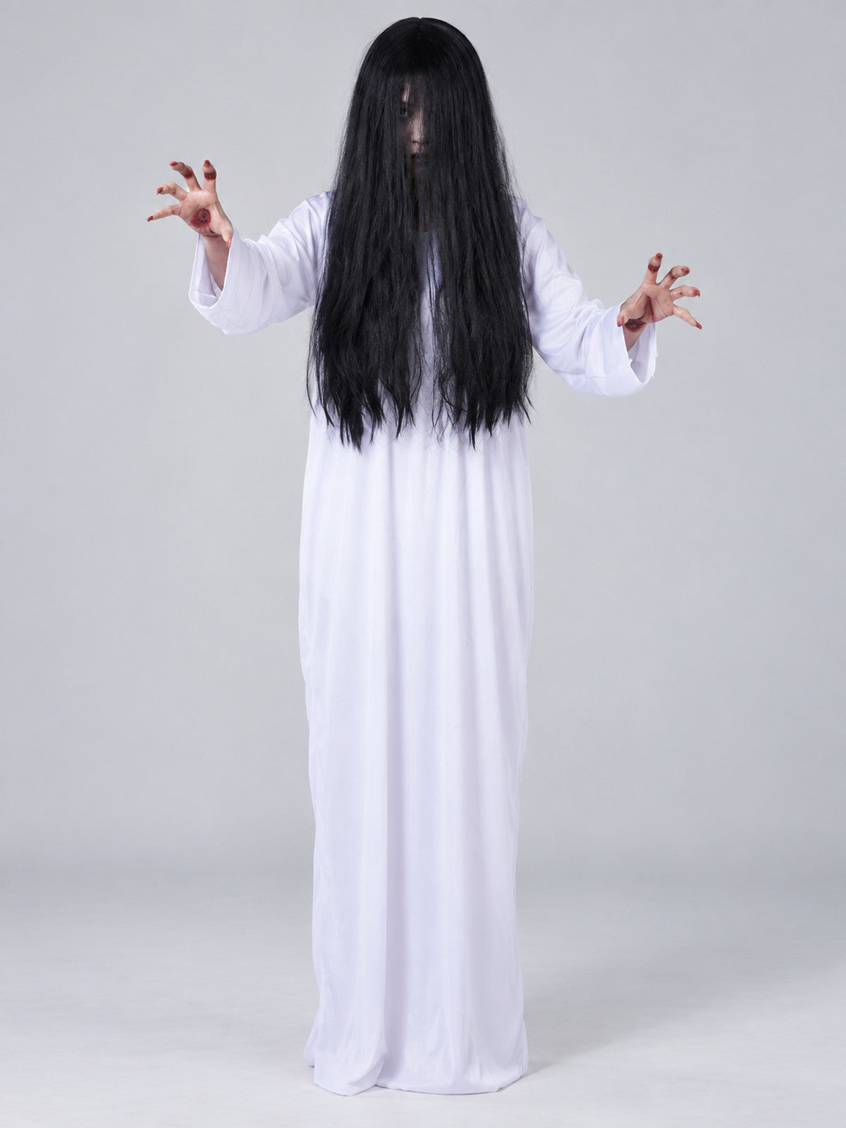 Ghost Costume: Long White Dress with Long Sleeves