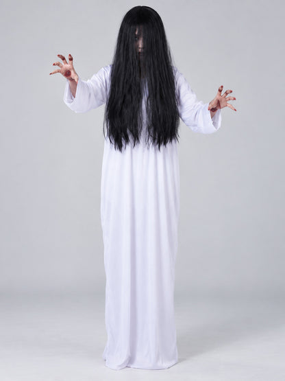 Ghost Costume: Long White Dress with Long Sleeves