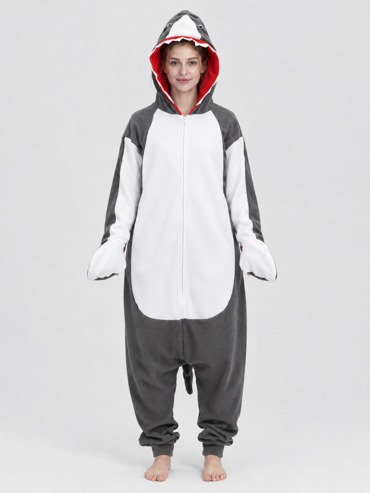 Fleece Shark Hooded Pajama Jumpsuit