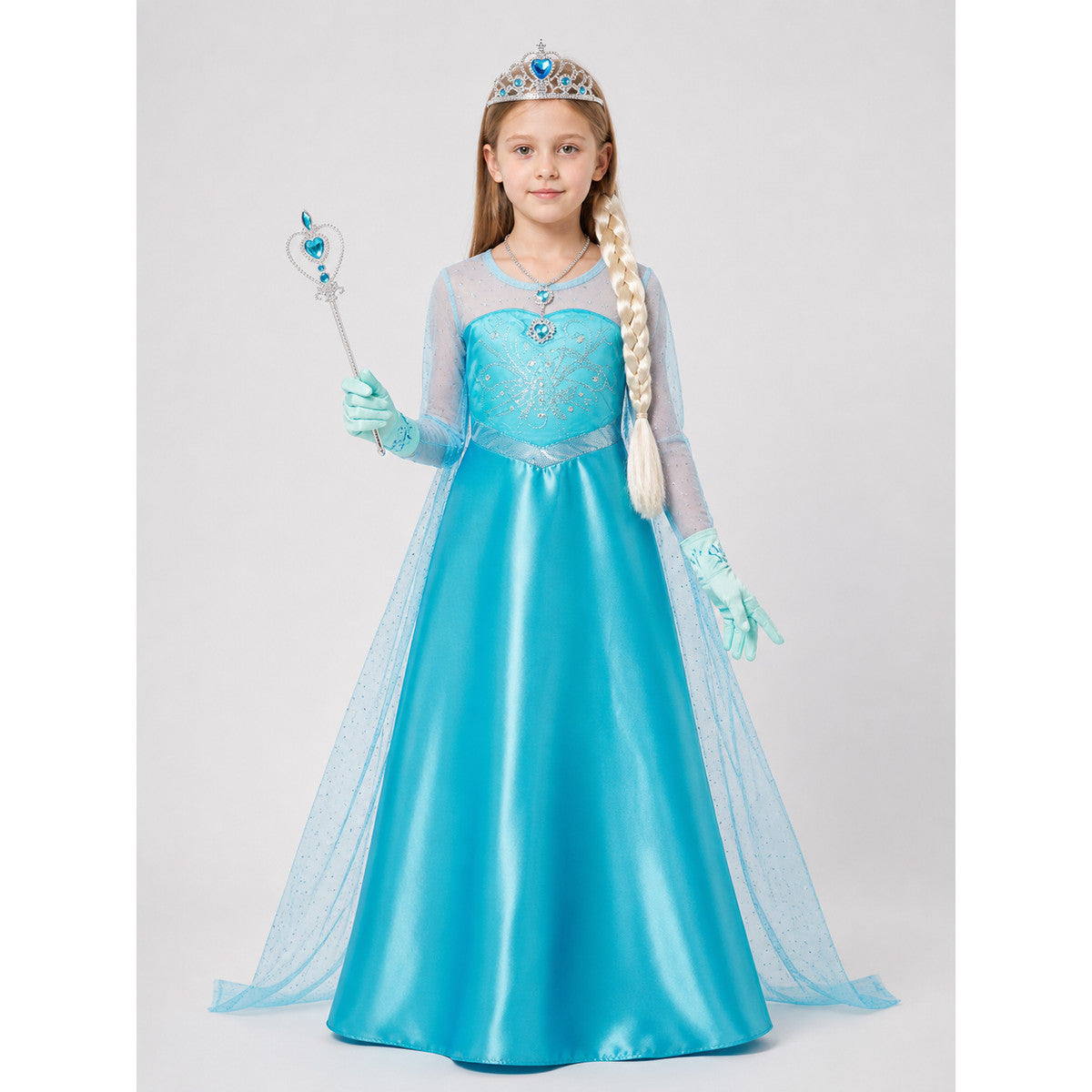 Children's Snow Queen Costume with Accessories on-model view
