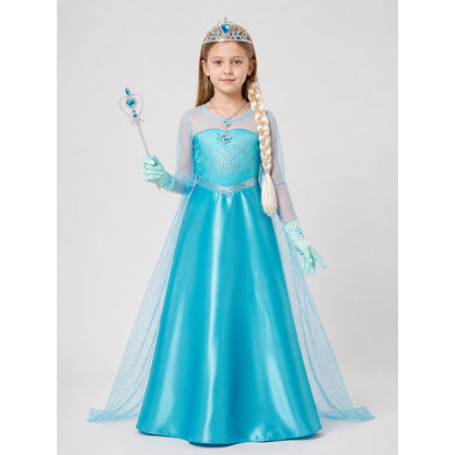 Children's Snow Queen Costume with Accessories on-model view