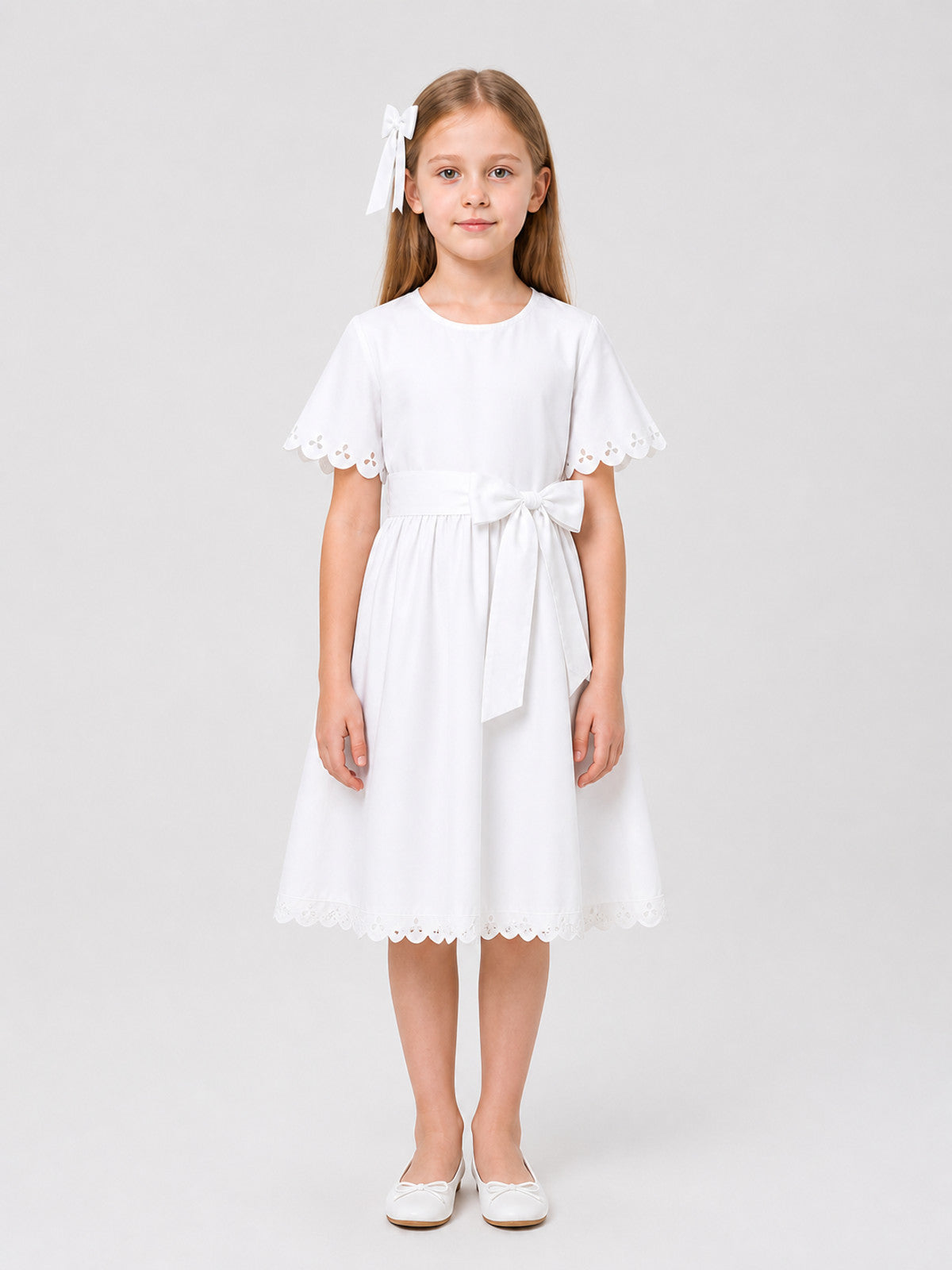 Anya's White Cosplay Dress from SPY×FAMILY with Bow on-model view