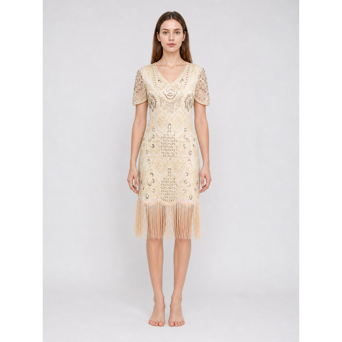 Retro-Style Sequin and Fringe Dress