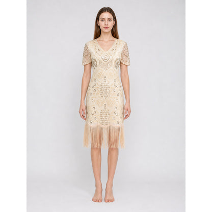 Retro-Style Sequin and Fringe Dress