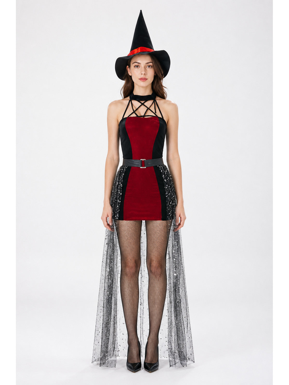 Witch Costume with Glittery Skirt and Hat main product view