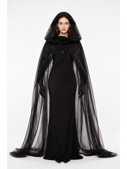 Black Hooded Cape Costume main product view