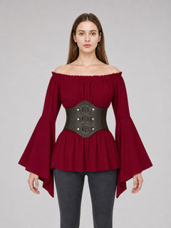 Costume Dress with Belt and Flared Sleeves