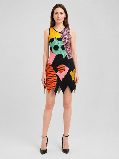 Sally Cosplay Costume Dress, Patchwork Design on-model view