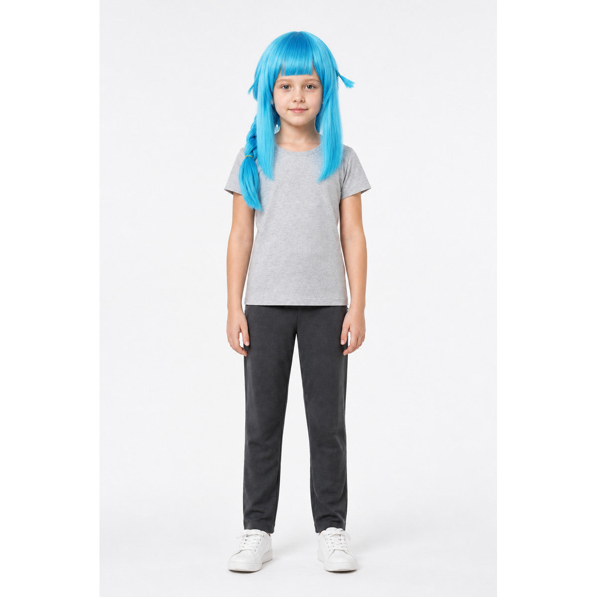 Blue Long Jinx Wig with Braids and Bangs