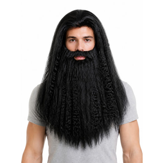 Black Wizard Wig and Beard for Halloween