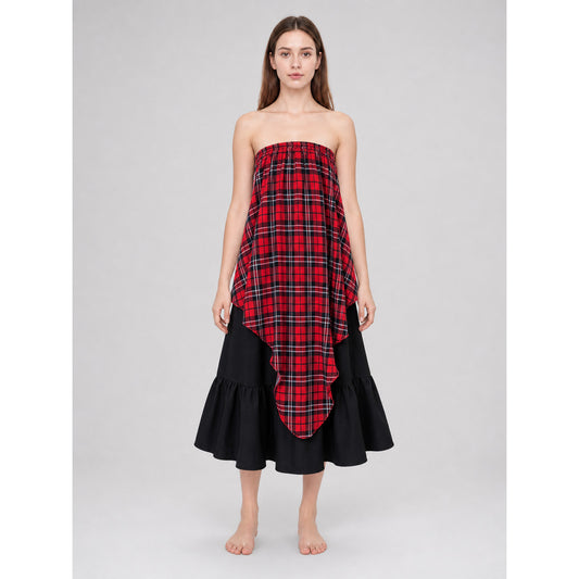 Tiered Asymmetrical Plaid Skirt
