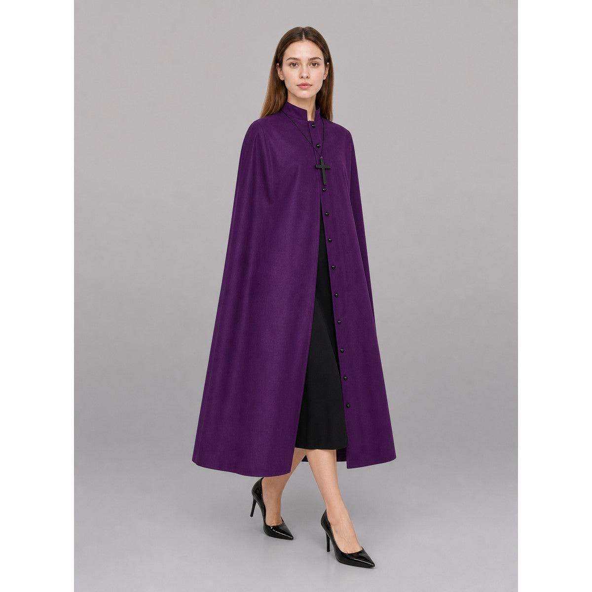 Purple Long Carnival Cloak with Hood