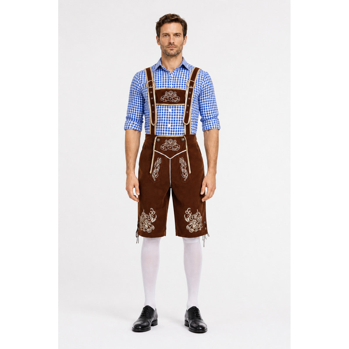 Bibbed suspender shorts with embroidery main product view