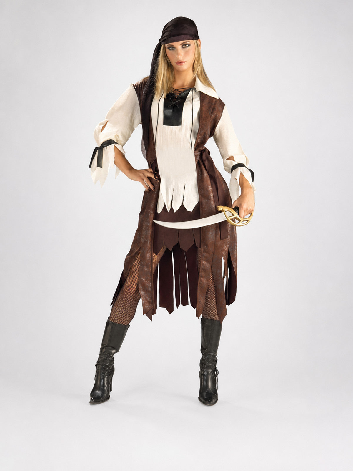 Pirate-Style Costume with Skirt and Headscarf