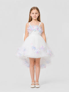 Full Skirt Dress with Floral Details and a Train