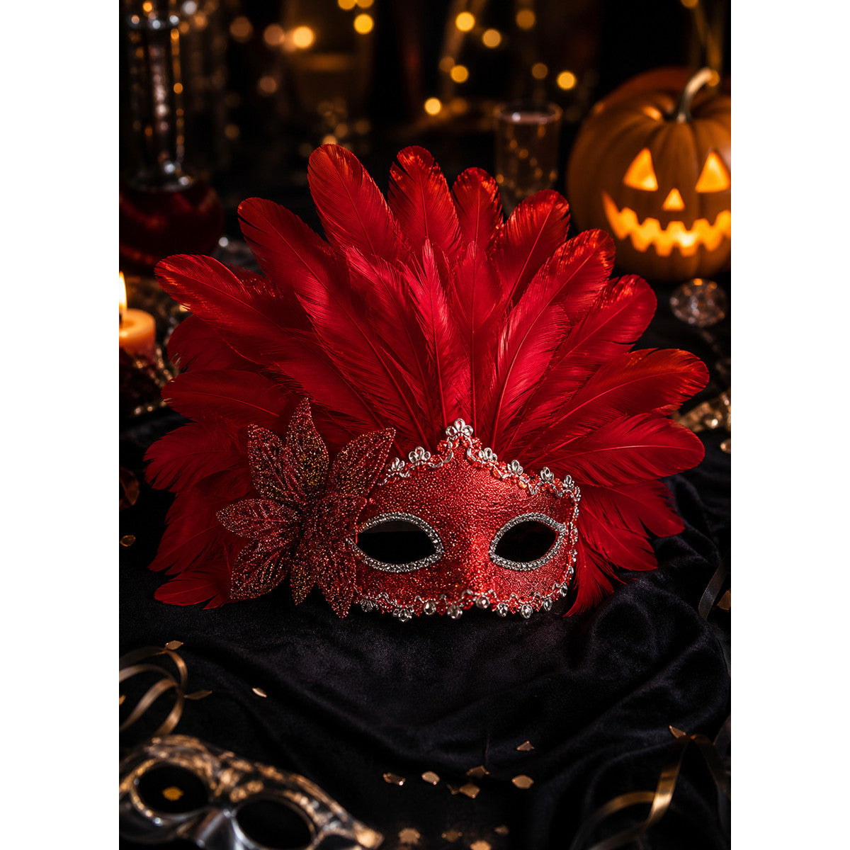 Carnival Headpiece with Red Feathers