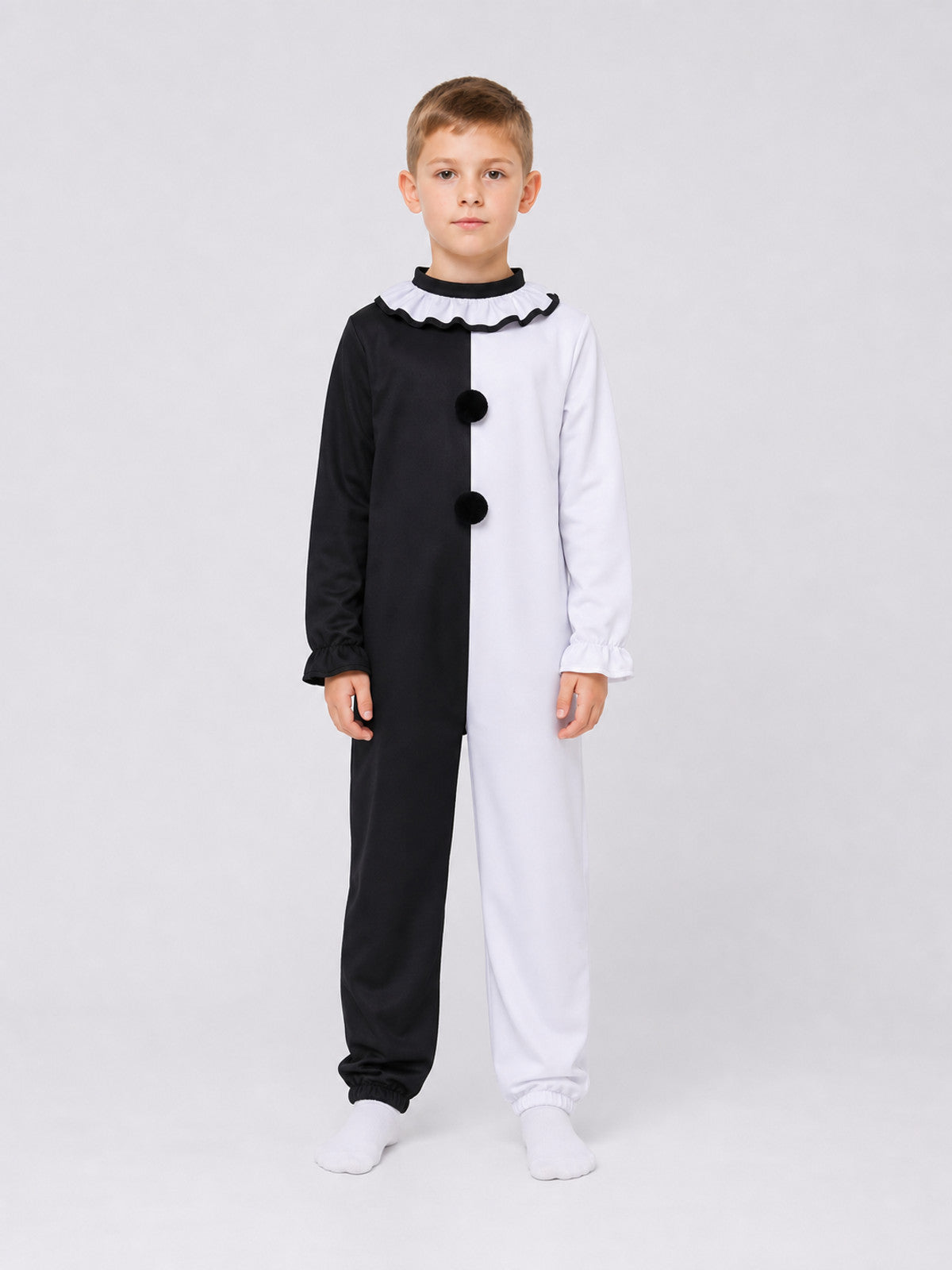 Clown Carnival Costume Jumpsuit for Cosplay on-model view