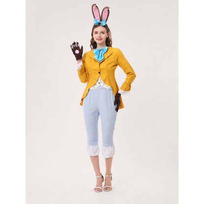 Rabbit Costume for Cosplay with Ears and Blue Bow Tie