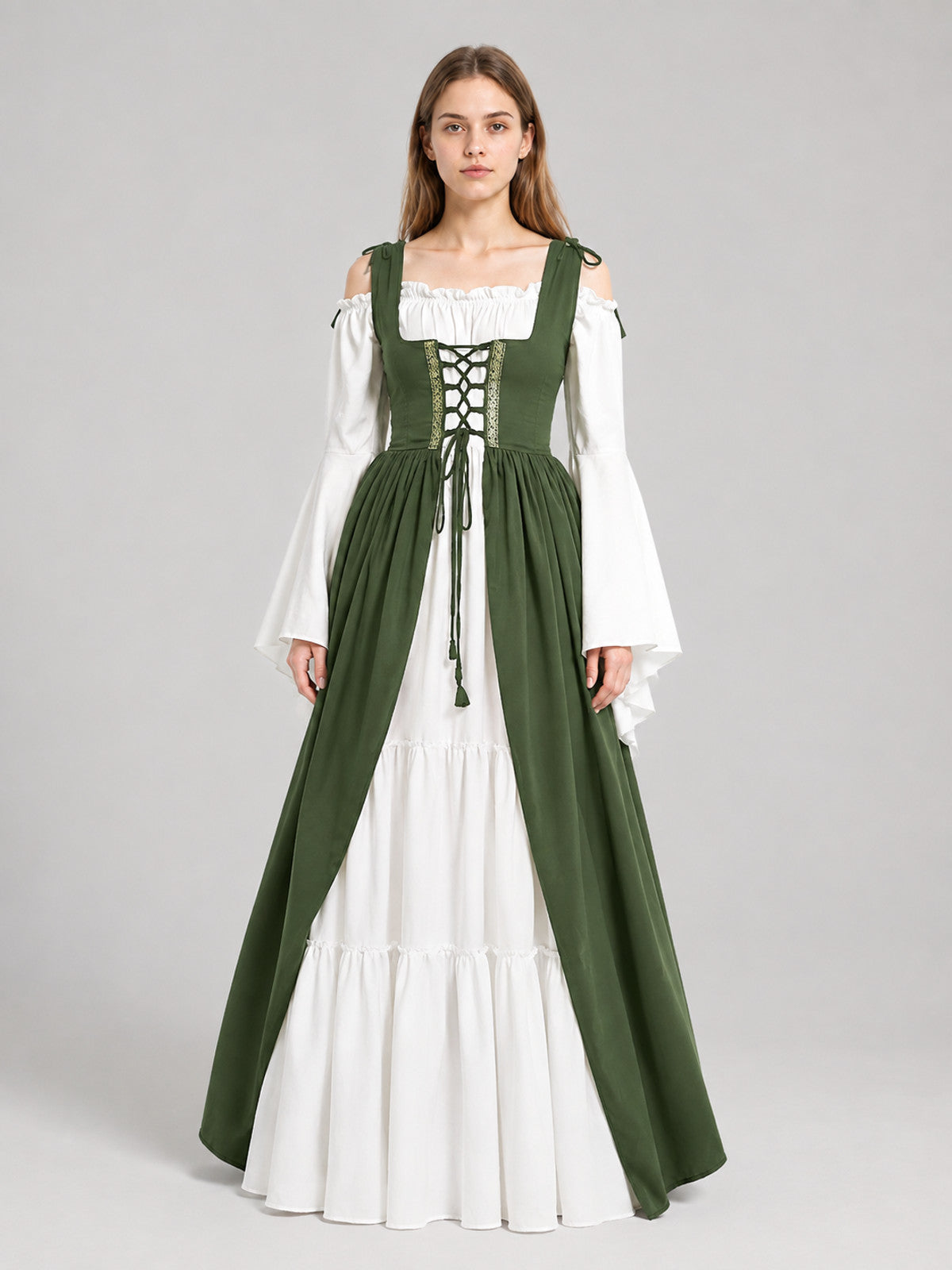 Medieval Dress with a Fitted Bodice and Lacing on-model view