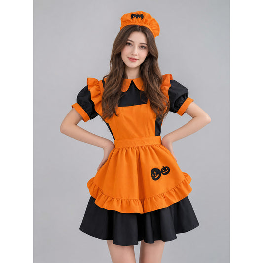 Women's Pumpkin Halloween Dress Costume, Lolita on-model view