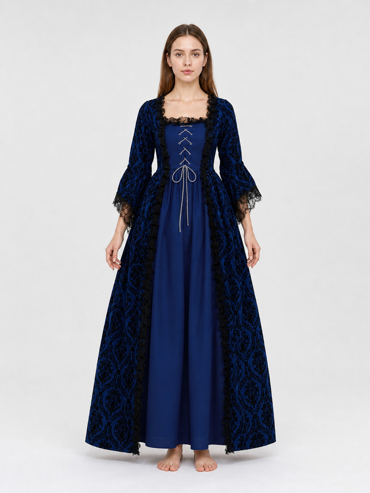 Medieval Dress with Lace and Full Skirt