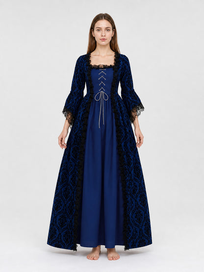 Medieval Dress with Lace and Full Skirt