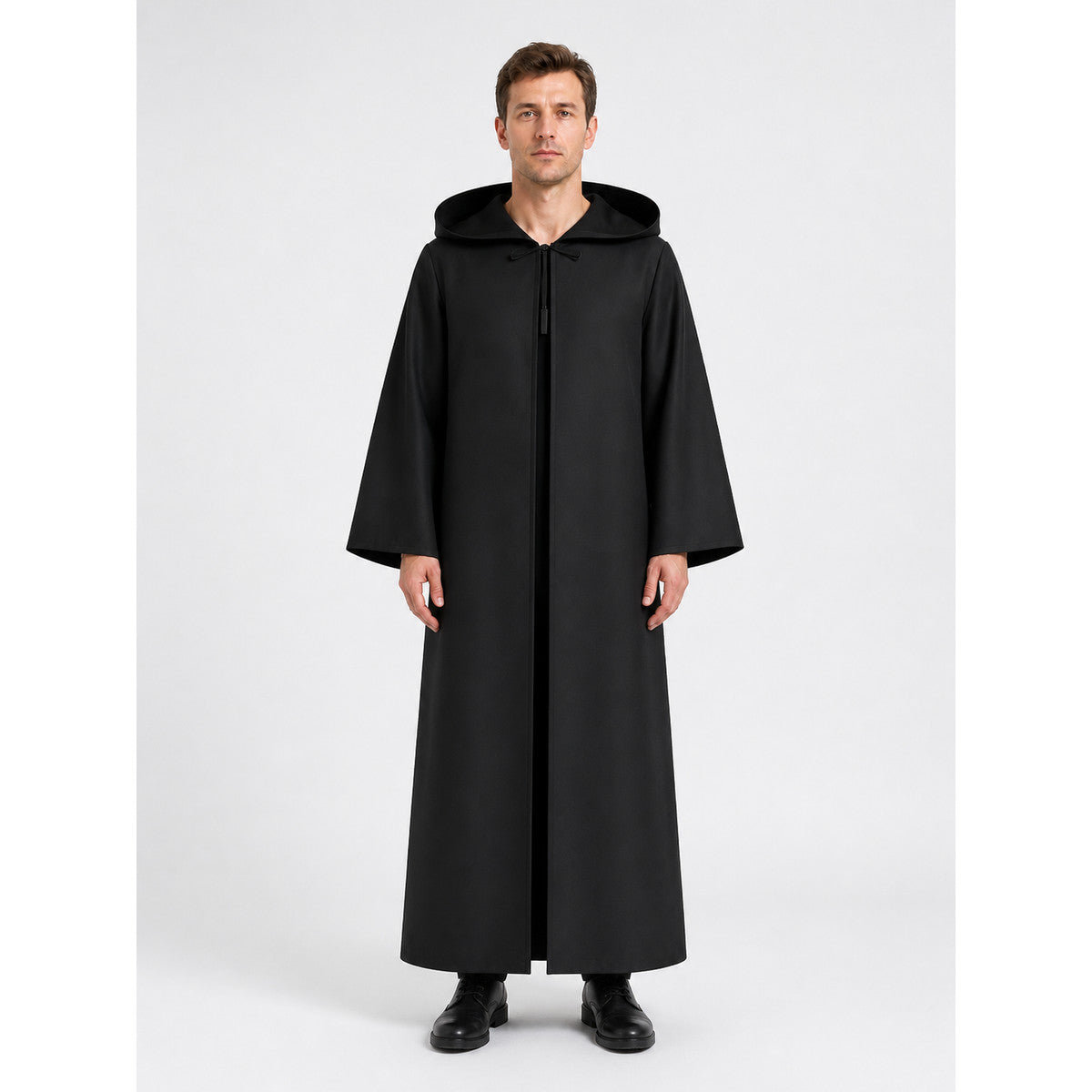 Black Long Hooded Vampire Cloak for Halloween main product view