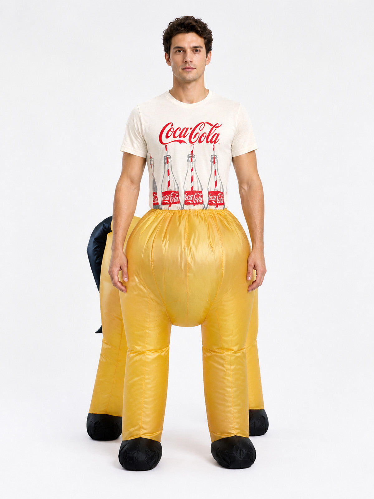 Inflatable Horse Costume, Yellow and Black, One Size front view