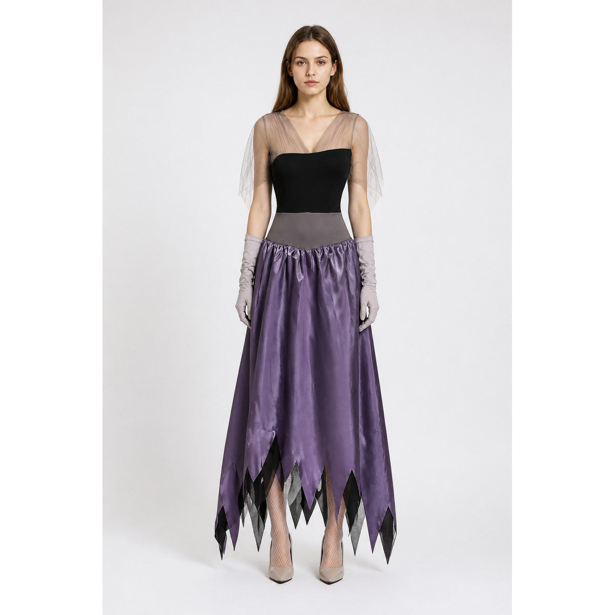 Black and Purple Carnival Costume Dress with Jagged Hem main product view