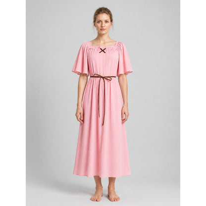 Pink Cosplay Dress with Belt and Long Skirt on-model view