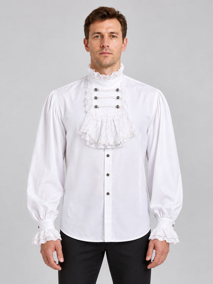 White costume shirt with lace jabot and ruffles