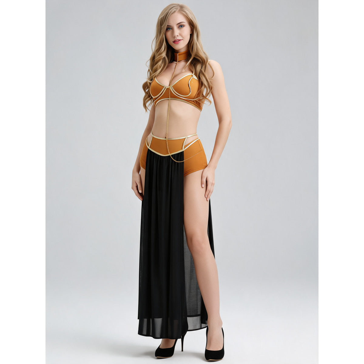 Carnival costume with corset and long skirt for a party