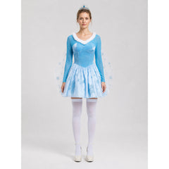 Short Princess Costume with Snowflakes and Cape, S-XL