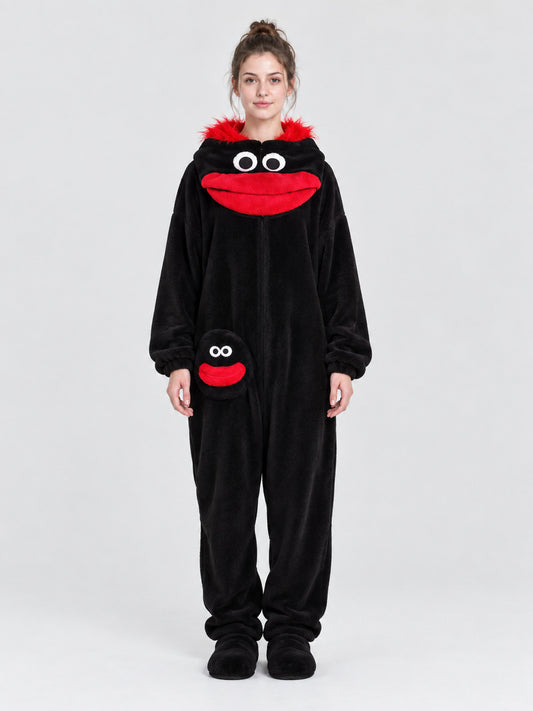 Insulated Kigurumi Jumpsuit with Hood and Decoration