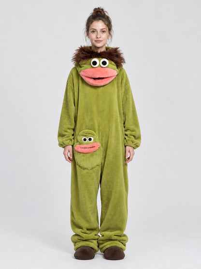 Insulated Pajama Jumpsuit with Cartoon Head