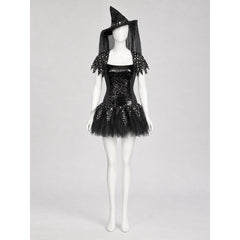 Witch Costume with Pointed Hat and Veil