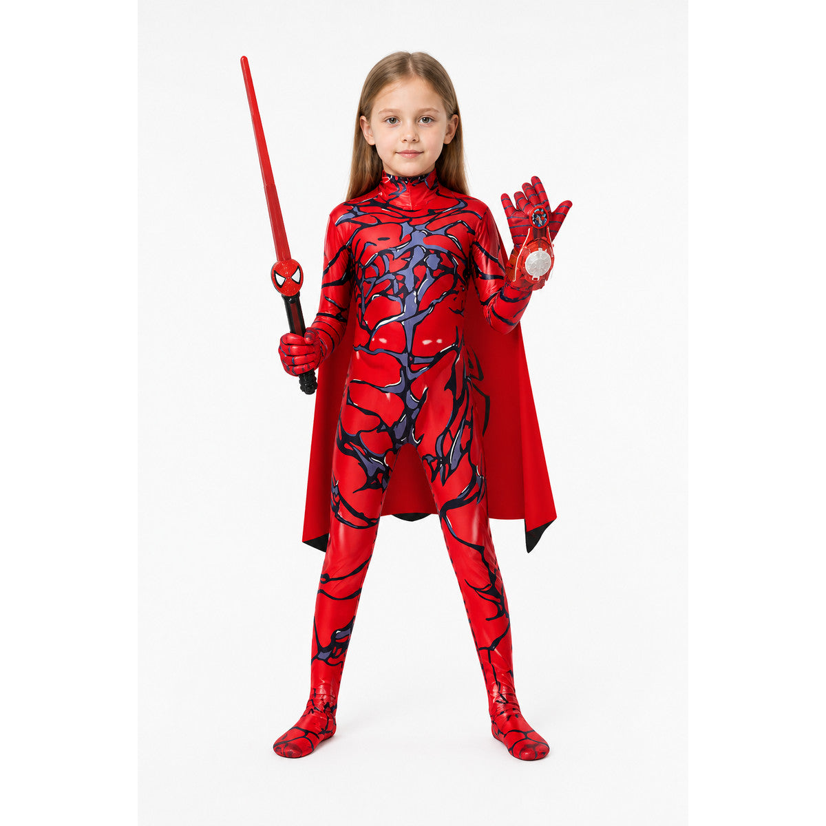 Red Spider-Man Costume with Mask and Cape main product view