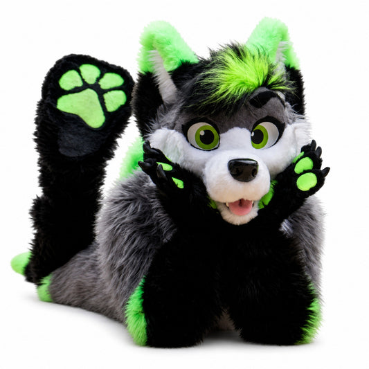 Green Grey White Long Fur Husky Dog Fox Purple Blue Mascot Costume Fursuit Halloween Suit Cosplay Christmas