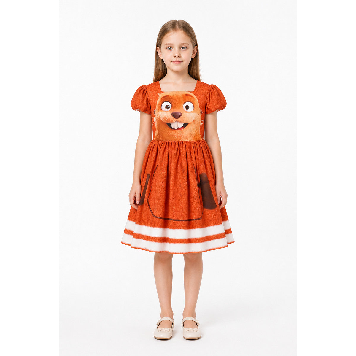 Beaver Dress with Short Sleeves and a Full Skirt main product view