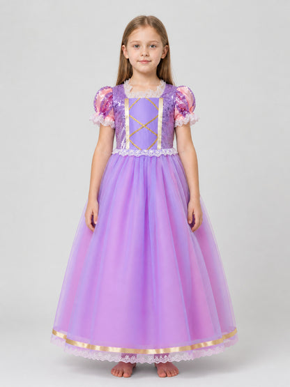 Sequin Princess Party Dress, Purple on-model view