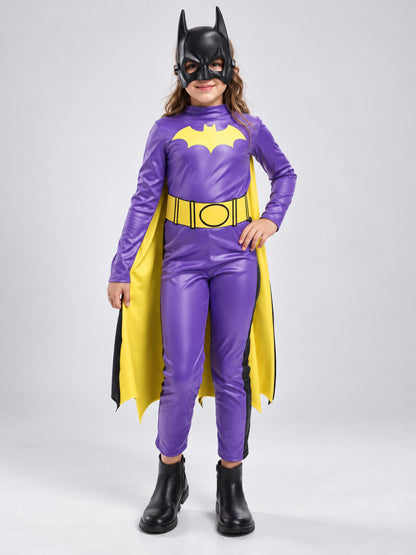 Kids' superhero costume purple with cape