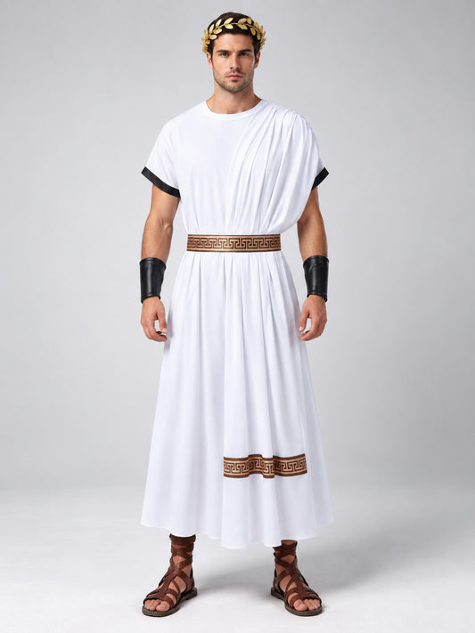 Carnival Toga Costume with Gold Wreath and Belt