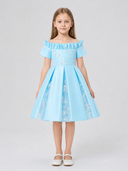 Kids' Light Blue Princess Dress with Full Skirt