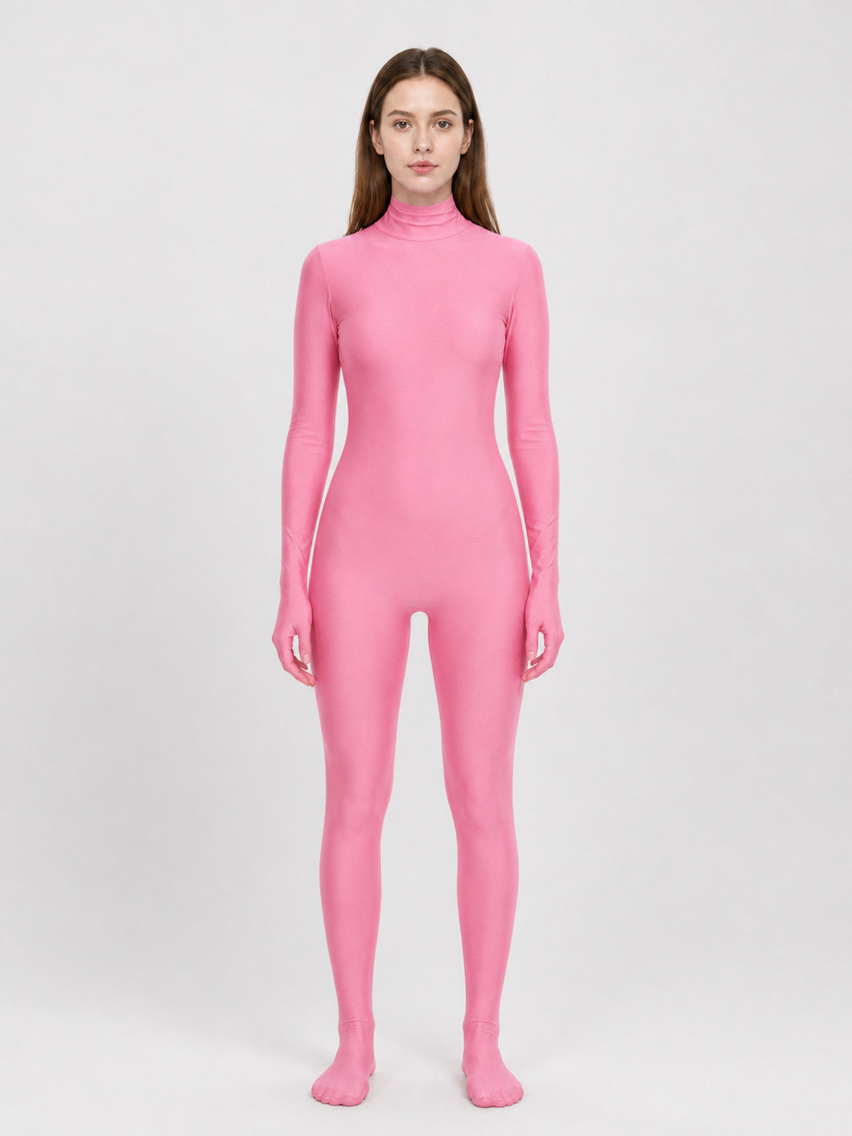 Pink One-Piece Hooded Cosplay Suit front view