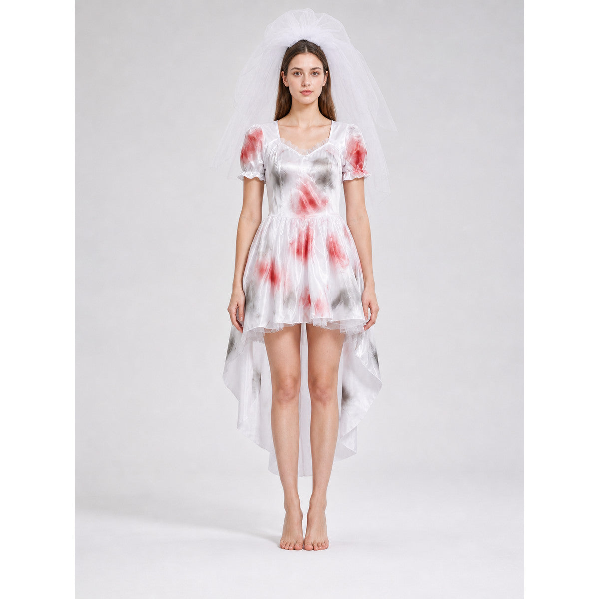 Carnival Dress with Blood Effect and Train on-model view