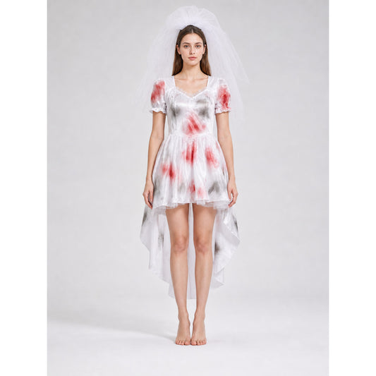 Carnival Dress with Blood Effect and Train on-model view