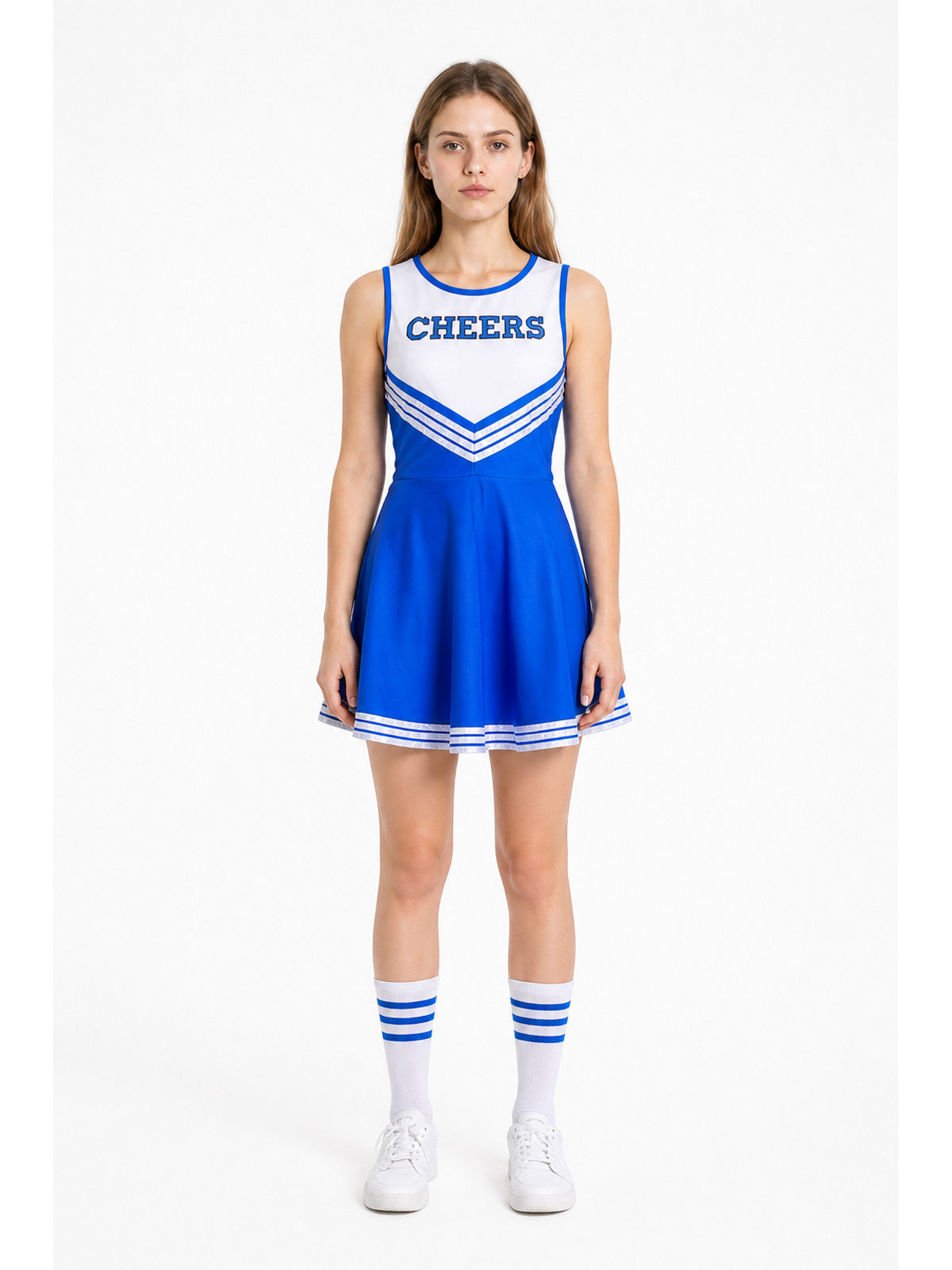 Blue and White Children's Cheerleading Dress with CHEERS main product view