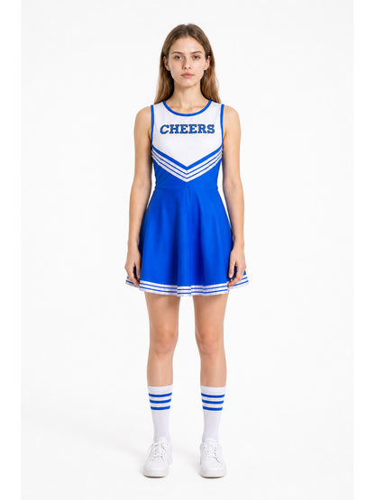Blue and White Children's Cheerleading Dress with CHEERS main product view