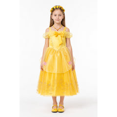 Yellow Princess Dress with Flowers and Bow