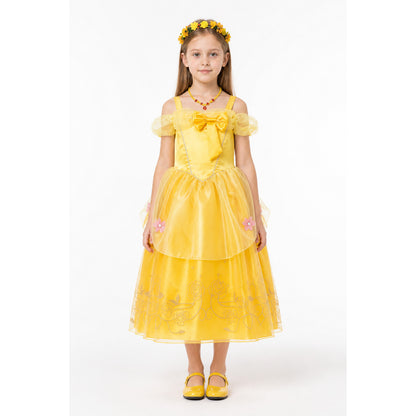 Yellow Princess Dress with Flowers and Bow main product view